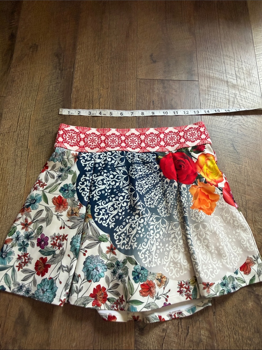 Johnny Was Multicolor Floral Circle Skirt with Red Waistband - Picture 8 of 10